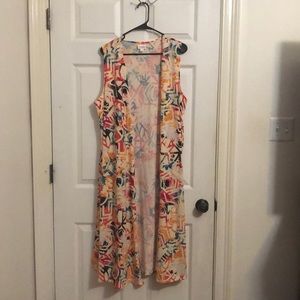 LulaRoe sleeveless cardigan sweater.
